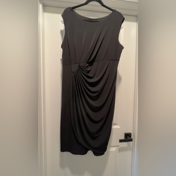En Focus Women’s Plus Draped Mini Dress-Black - Picture 1 of 3